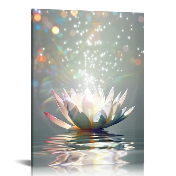 Pratyus Flowers Reflection Light Canvas Wall Art Decor for Home Living Room Bathroom Bedroom Office, Perfect Gift and Leading Art for Wall Decor 12x16in