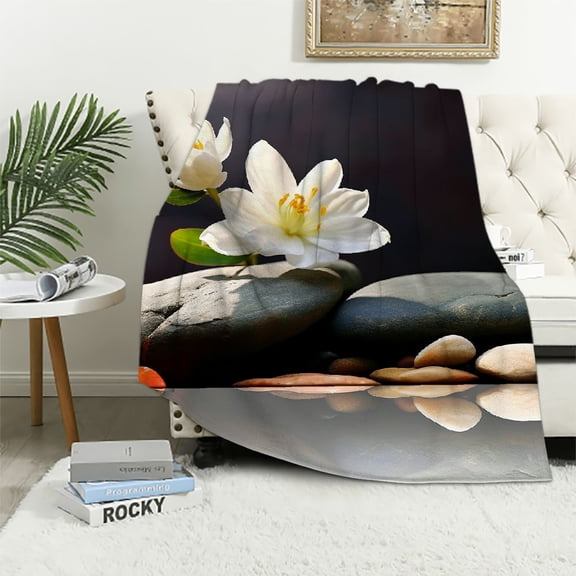 Pratyus Flowers Rocks Print Blanket for All Seasons - Lightweight and Long-Lasting Blanket for Adults and Kids 40x50in