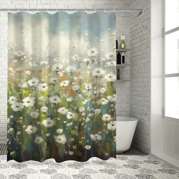 Pratyus Flowers Sky Clouds Shower Curtain Waterproof Bathroom Decor Washable Home Bathtubs Decoration with Hooks 60"x72