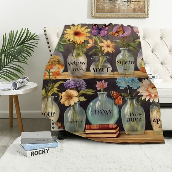 Pratyus Flowers Soft Cozy Printed Blanket & Throw for All Seasons Bed Decor Tapestry Wall Decoration, Lightweight Anti-Wrinkle Flannel Material 60x80in