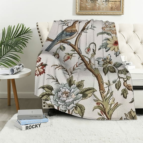 Pratyus Flowers Wallpaper Print Throw Blanket Flannel Soft Couch Cover for All Seasons 50x60in
