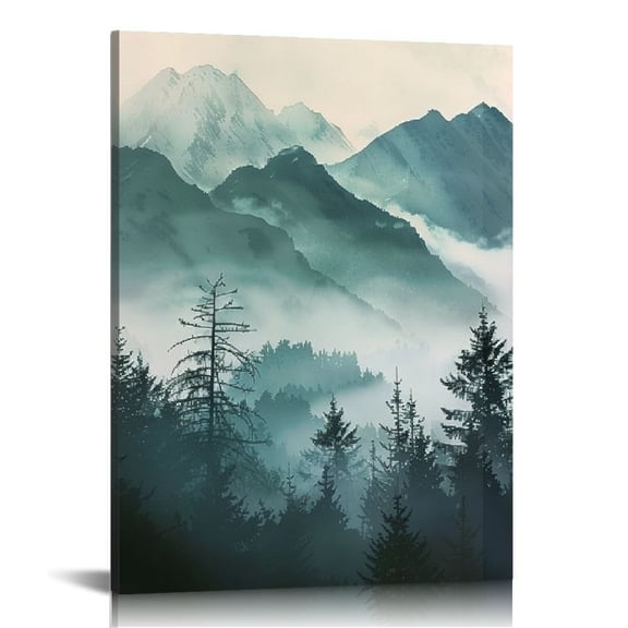 Pratyus Fog Canvas Wall Art Home Decoration for Living Room Bedroom Office - Perfect Gift for Home Decor - Framed Artwork for Bathroom Wall Decor 12x16in