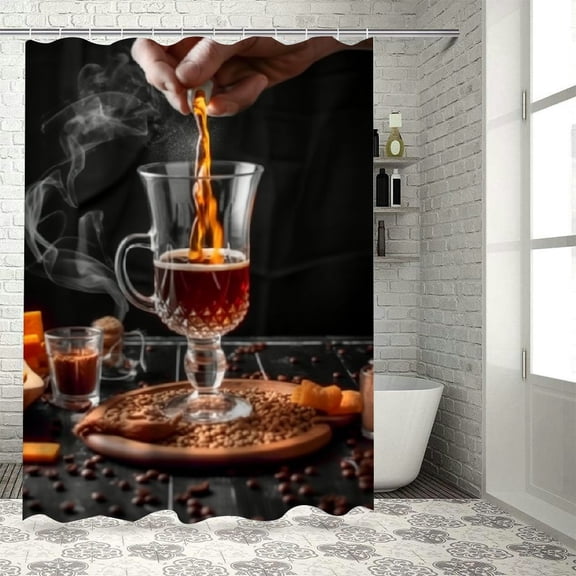 Pratyus Food Photography Printed Shower Curtain Decor Polyester Fiber Bathroom Decoration Washable with Hooks 36x72
