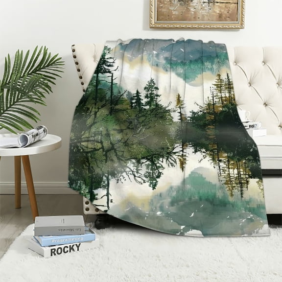 Pratyus Forest Lake Mountains Throw Blankets Cozy Soft Fuzzy Plush Home Decor All Seasons Long-Lasting Blanket 40x50in