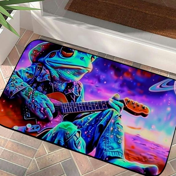 Pratyus Frog Welcome Mat Entrance Mat Felt Doormat for Home Outside Entry 19.68*39.37 in