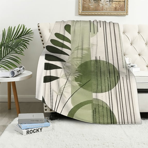 Pratyus Geometric Abstract Art Print Throw Blanket, Flannel Lightweight Soft Blanket for All Seasons, Multi-Functional Home Decor and Gift Idea 40x50in