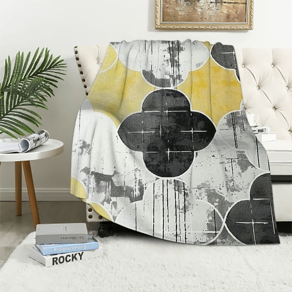 Pratyus Geometric Shapes Print Throw Blanket for All Seasons - Soft Warm Lightweight Cozy Blanket 50x60in