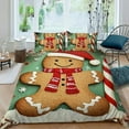 thumbnail image 1 of Pratyus Gingerbread Man 3-Piece Bedding Set with Modern Print, Soft Microfiber, Easy Care, for Bedroom and Guest Room Decor, Christmas Theme 87x68in, 1 of 8