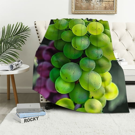 Pratyus Grapes Vineyard Flannel Throw Blanket Cozy Soft Fuzzy Plush Home Decor Gift for All Seasons 60x80in