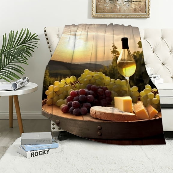 Pratyus Grapes Vineyard Sunset Soft Cozy Printed Blanket & Throw for All Seasons - Exquisite Gifts 50x60in