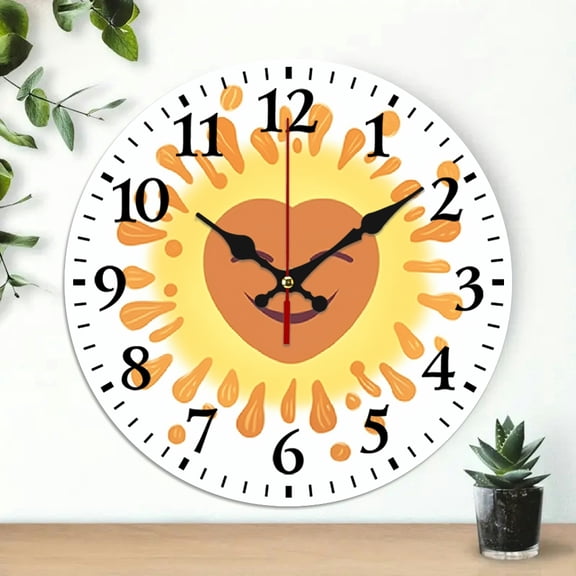 Pratyus Hearts Smiley Face Rayonism Print Wall Hanging Decor for Living Room, Kitchen, Dorm - 10 Inch Silent Decorative Clock 10x10in