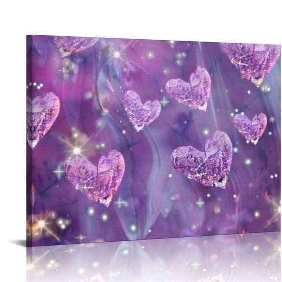 Pratyus Hearts Stars Sparkles Modern Canvas Art Prints Wall Decor for Home Office Salon Bar - Ready To Hang Room Home Art Decor 20x16in
