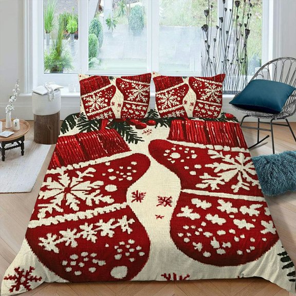 Pratyus Holly Bells 3-Piece Bedding Set Modern Soft Bedroom Decor Comfortable and Breathable for Women and Men 87x68in