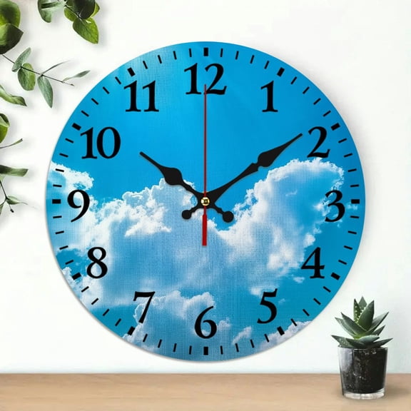 Pratyus Hologram Clouds Sun Wooden Wall Clock, Silent Mechanism, Ideal for Home Decor, 10-Inch Size, Battery Operated 10x10in