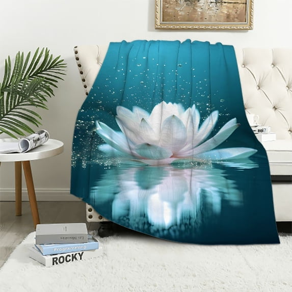 Pratyus Holographic Flowers Reflection Super Soft Flannel Blanket for Bed Sofa Living Room Decor All Seasons Use 60x80in