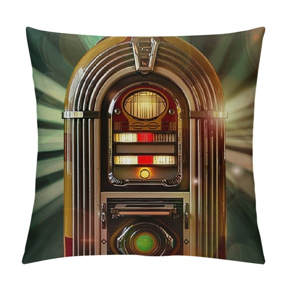 Pratyus Jukebox Red Green Button Pillow Covers Summer Nautical Case for Couch Living Room Home Decor 1PC 18x18in