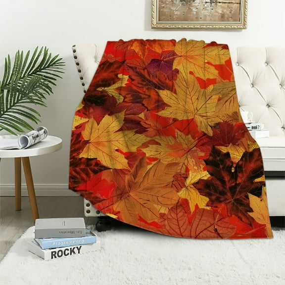 Pratyus Leaves Fall Season Foliage Throw Blanket for Bed Couch Chair All Seasons Gift - Soft Flannel Material 40x50in
