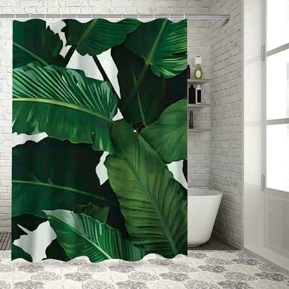 Pratyus Leaves Print Shower Curtain, Background Curtain for Showers and Bathtubs, 100% Polyester Fiber, Chic Modern Bathroom Decor, Shower Curtain with Hooks 36x72