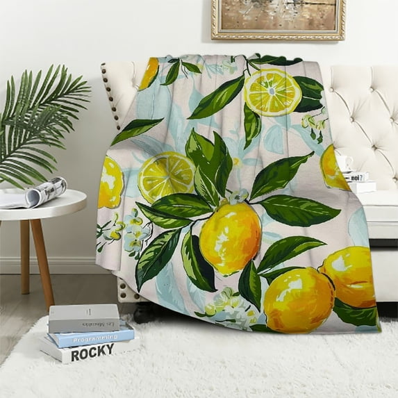 Pratyus Lemon Lime Still Life Print Flannel Throw Blanket Lightweight Soft Blanket for All Seasons 60x80in