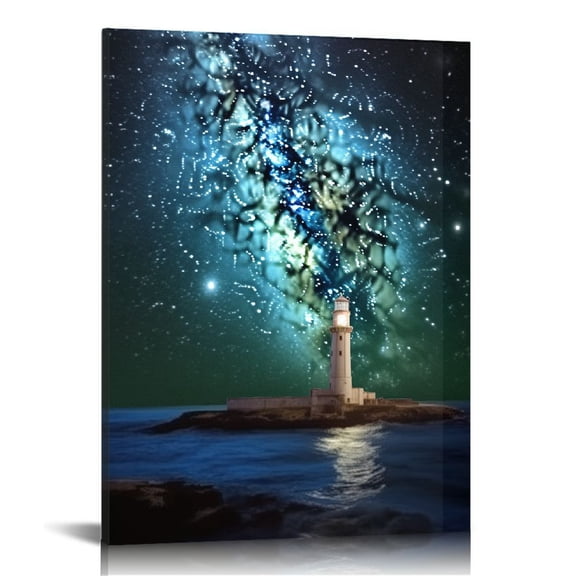 Pratyus Lighthouse Island Night Sky Canvas Wall Decor for Home - Bathroom Bedroom Office Ideas - Fashion Kitchen Wall Art Pictures Set 16x20in
