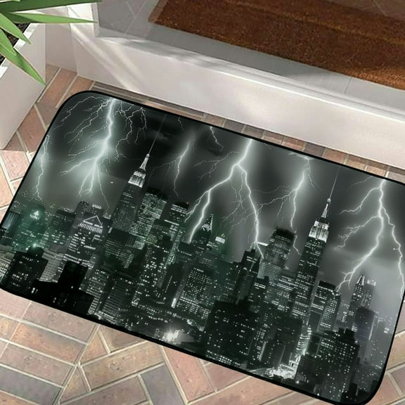 Pratyus Lightning Lights Door Mat Outdoor Indoor Welcome Mats for Home Entrance Outside Entry 19.68*39.37 in
