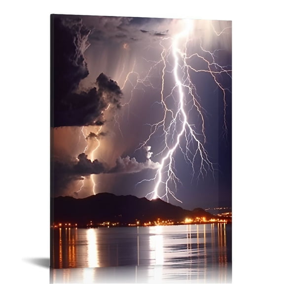 Pratyus Lightning Storm Canvas Art Modern Prints Home Decoration Wall Decor for Bathroom 12x16/16x20 Inches 16x20in