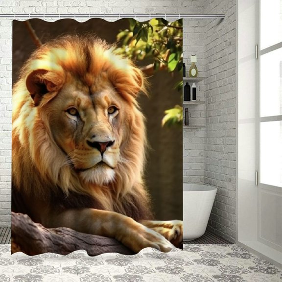 Pratyus Lion Tree Quick-Drying Shower Curtain Set with Hooks, Chic Modern Bathroom Decor 100% Polyester Fiber, Various Sizes 60x72