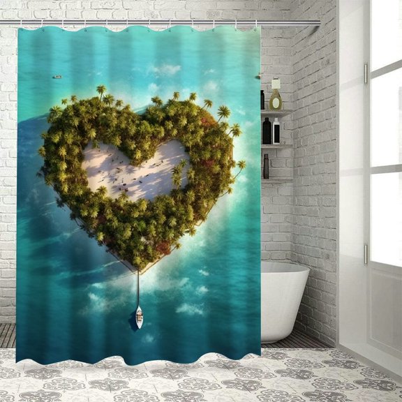 Pratyus Love Couple Quick-Drying Shower Curtain Set for Bathroom 100% Polyester Fiber Chic Modern Bathroom Decor with Hooks 60x72