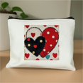 thumbnail image 1 of Pratyus Love Heart Polka Dots Canvas Cosmetic Bag Pink Tote Bag for Women Friends Gift Travel Essentials Ladies Accessories White, 1 of 6