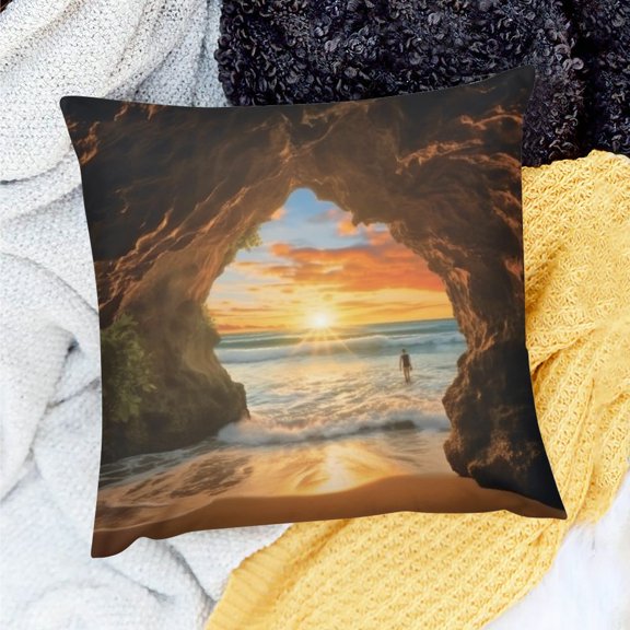 Pratyus Magic Realism Pillow Case for Home Sofa Couch Set of 1 - Ultra Soft Linen Material, Color Coordinated Zipper Closure, Modern Home Decor 18x18in