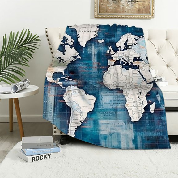 Pratyus Map Countries Names Flannel Throw Blanket for Bed Couch Sofa Chair All Seasons Lightweight Soft Blanket 50x60in