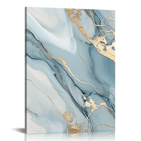 Pratyus Marble Gold Accents Abstract Canvas Wall Art Home Decoration Ready to Hang for Living Room Bathroom Bedroom Office 12x16in