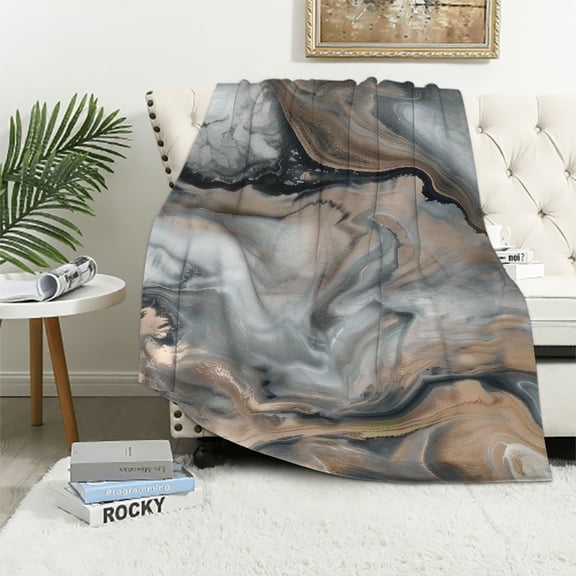 Pratyus Marble Pattern Abstract Print Throw Blanket for Bed Sofa Living Room Decor All Seasons Lightweight Soft Blanket 50x60in