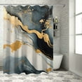 thumbnail image 1 of Pratyus Marbled Surface Gold and Black Accents Quick-Drying Shower Curtain Set with Hooks for Bathroom Decoration 100% Polyester Fiber Washable Shower Curtain 36x72, 1 of 7
