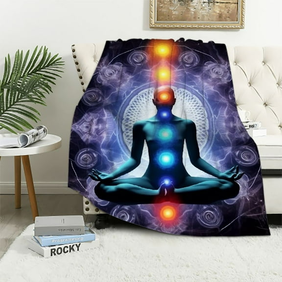 Pratyus Meditation Spirituality Chakras Print Blanket Lightweight Blanket for All Seasons, Perfect Gifts for Boys, Girls, and Adults 40x50in
