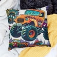 thumbnail image 1 of Pratyus Monster Truck Theme Pillow Case for Home Sofa Couch Decor, Set of 1, Soft Linen Material 18x18in, 1 of 5