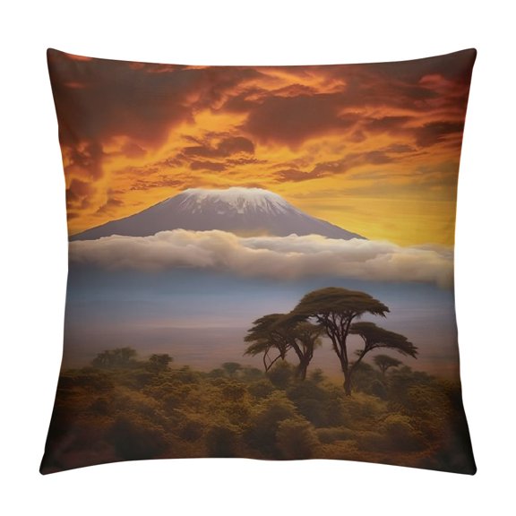 Pratyus Mountain Clouds Sunset Modern Farmhouse Rustic Decorative Couch Pillow Cases with Zipper Home Decor Throw Pillow Cover 1PC 18x18in