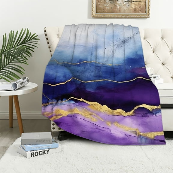 Pratyus Mountain Range Blue Sky Abstract Brush Strokes Throw Blanket Soft Cozy Plush Bed Blanket All Seasons Gifts for Women Children 40x50in