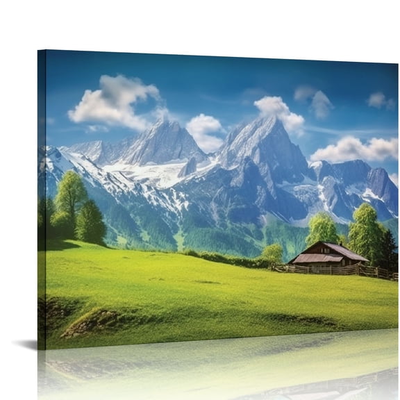 Pratyus Mountain Range Canvas Wall Decor for Bathroom Art Modern Prints Ready To Hang Room Home Decor 16x12in