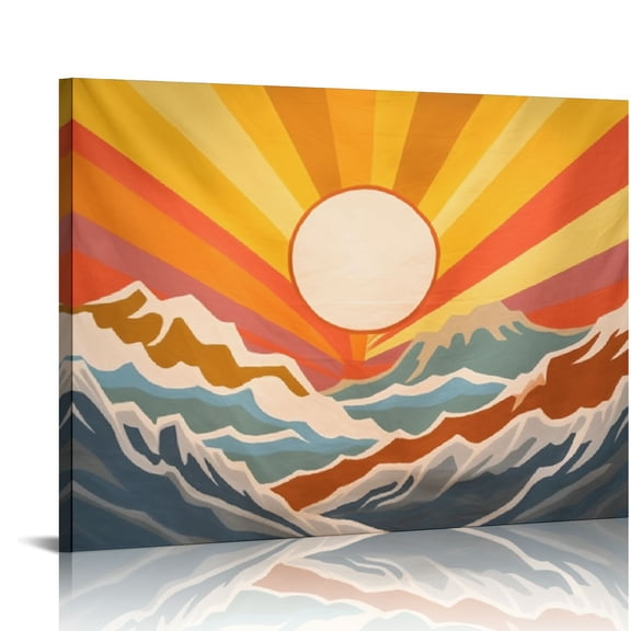 Pratyus Mountain Range Sun Sky Canvas Prints Wall Art Home Decor Ready To Hang Room Office 16x12in