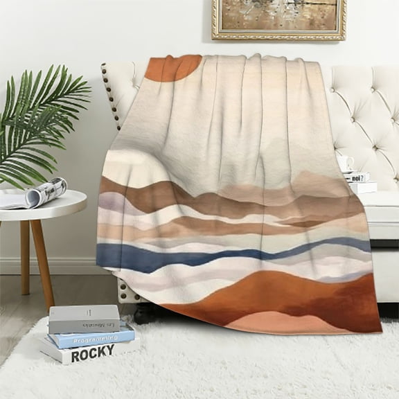 Pratyus Mountain Range Sun Sky Flannel Throw Blanket for Couch and Outdoor, All Seasons Unisex Gift, Pack of 1