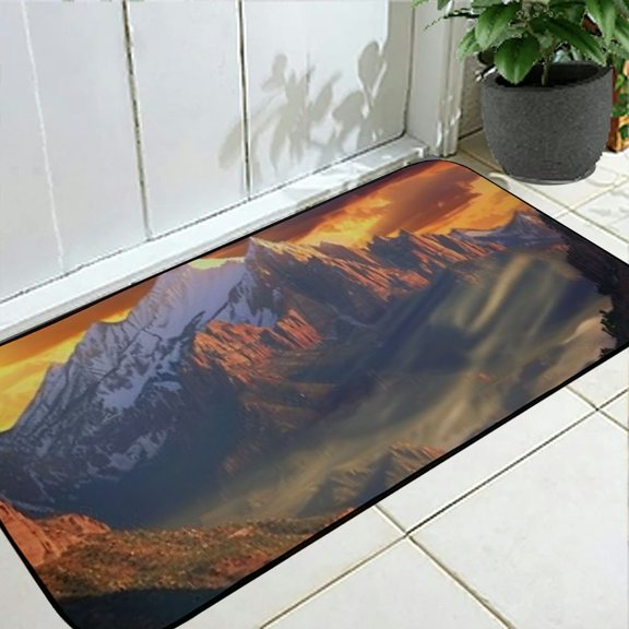 Pratyus Mountain Range Sunset Clouds Door Mat Non-Slip Durable Entrance Mat for Home Entrance Outside Entry 19.68*47.24 in