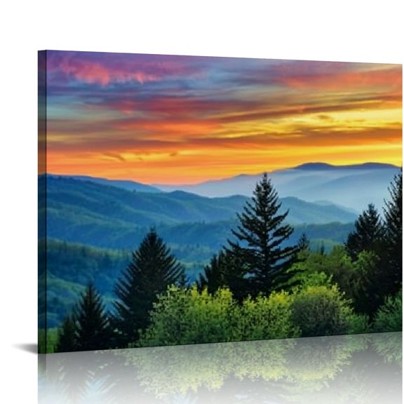 Pratyus Mountain Range Trees Sky Canvas Art Modern Prints Ready To Hang Room Home Decor 16x12in
