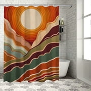 Pratyus Mountain Sun Sky Printed Shower Curtain Set with Hooks, Easy Care 100% Polyester Fiber Home Bathroom Decoration - Various Sizes Available 36x72