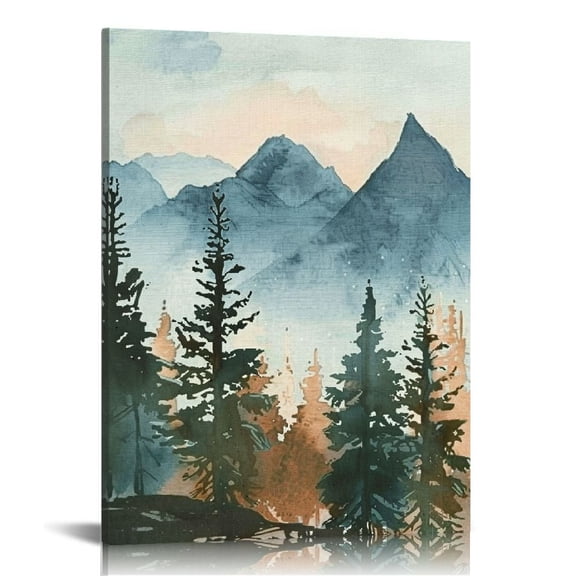 Pratyus Mountain Trees Sky Canvas Wall Art Home Decoration for Living Room Bathroom Bedroom Office, Perfect Gift Idea for Home Decor 12x16in