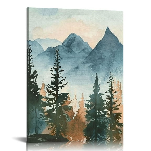 Pratyus Mountain Trees Sky Canvas Wall Art Home Decoration for Living Room Bathroom Bedroom Office, Perfect Gift Idea for Home Decor 16x20in