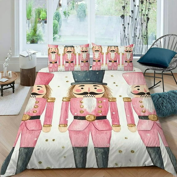 Pratyus Nutcracker 3-Piece Bedding Set Modern Soft Bedroom Decor for Women Men Easy Care 87x68in