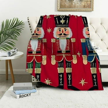Pratyus Nutcrackers Flannel Throw Blanket for All Seasons, Excellent Hand Feel Blanket for Couch Sofa Bed, Christmas Home Decor Theme 40x50in