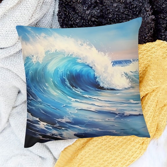 Pratyus Ocean Wave Sky Beach Home Decor Throw Pillows Cover for Sofa Couch - Set of 1, No Insert or Filler 18x18in