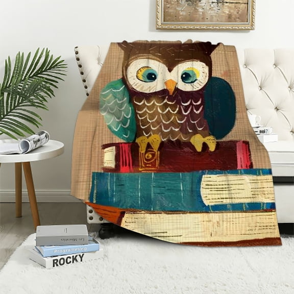 Pratyus Owl Print Flannel Soft Throw Blanket for All Seasons - Multi-functional Couch Cover, Perfect Gift 40x50in
